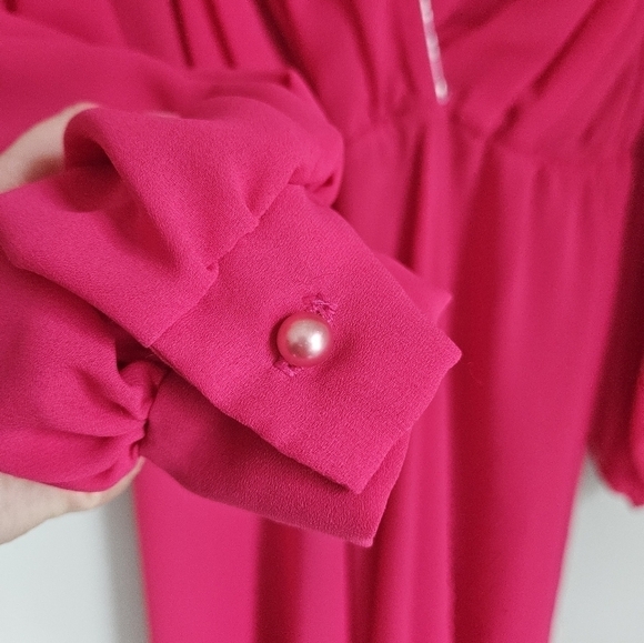 Vintage pink maxi boho  dress longsleeve 60's - Picture 4 of 8